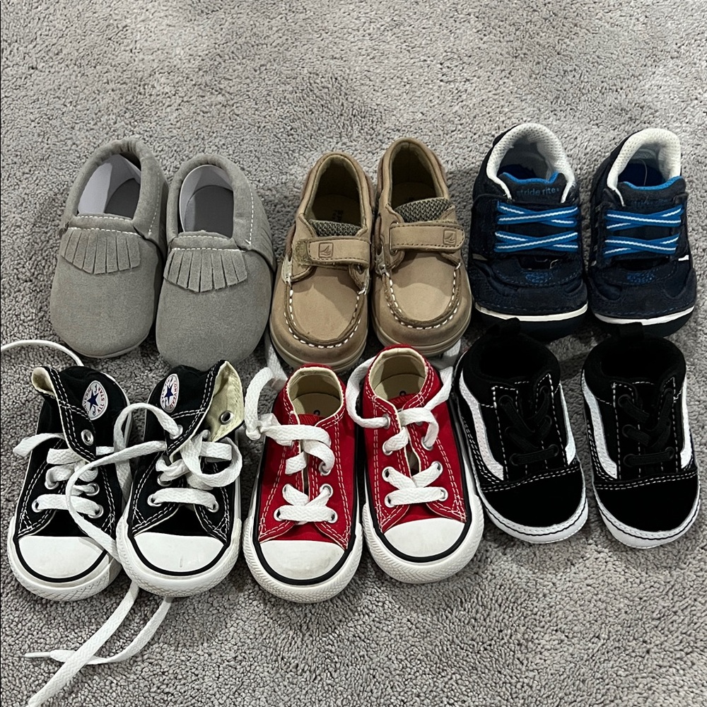 Baby Shoes - Converse, Vans, Sperry, Stride Rite. All size 3. Selling as a set